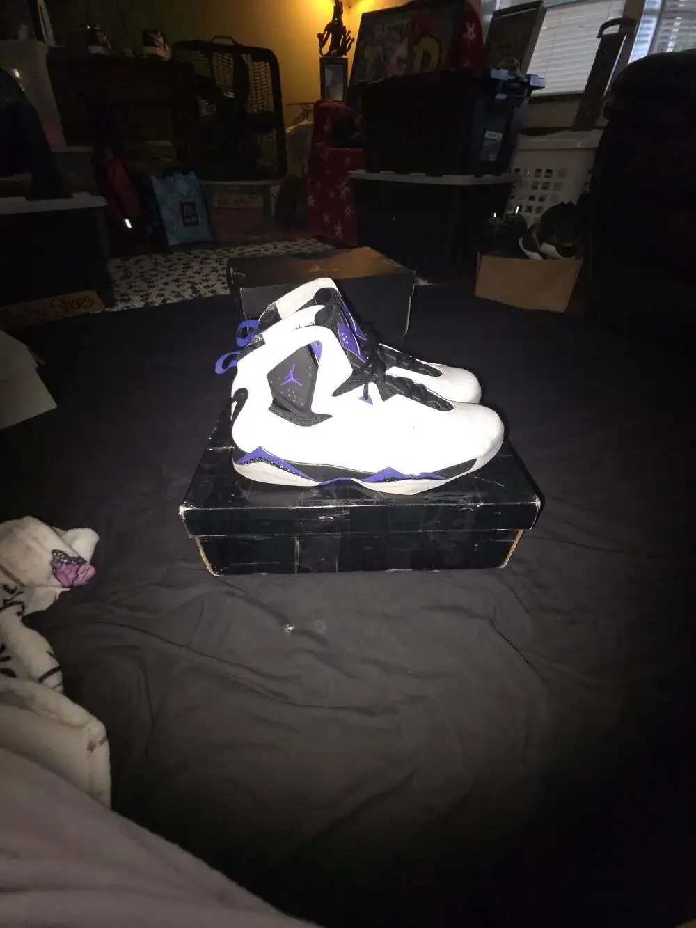 Jordan True Flight Basketball Shoes White/Dark Concord-Black (Style 342964-153)